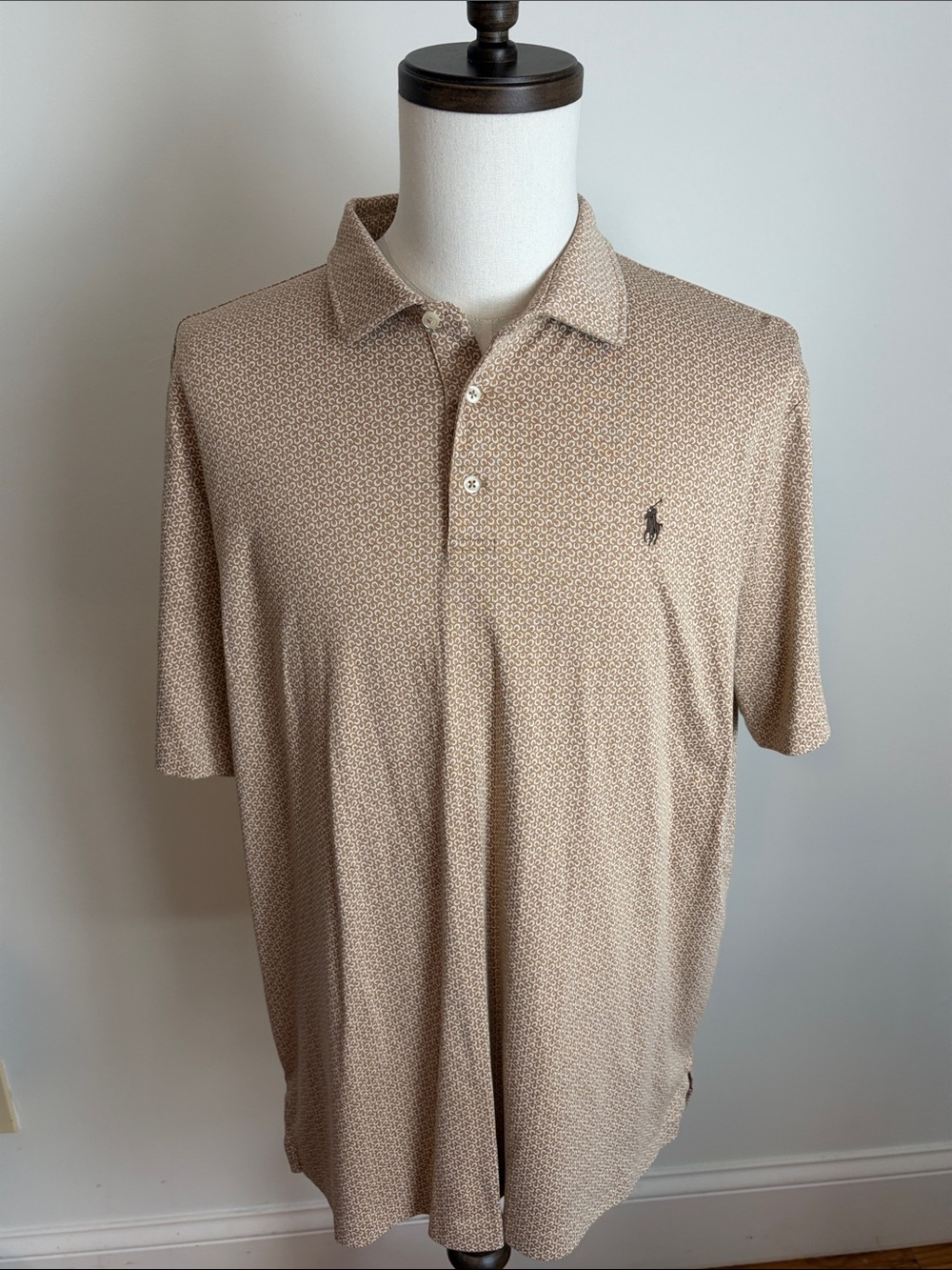 Ralph Lauren Beige Micro-Pattern Polo